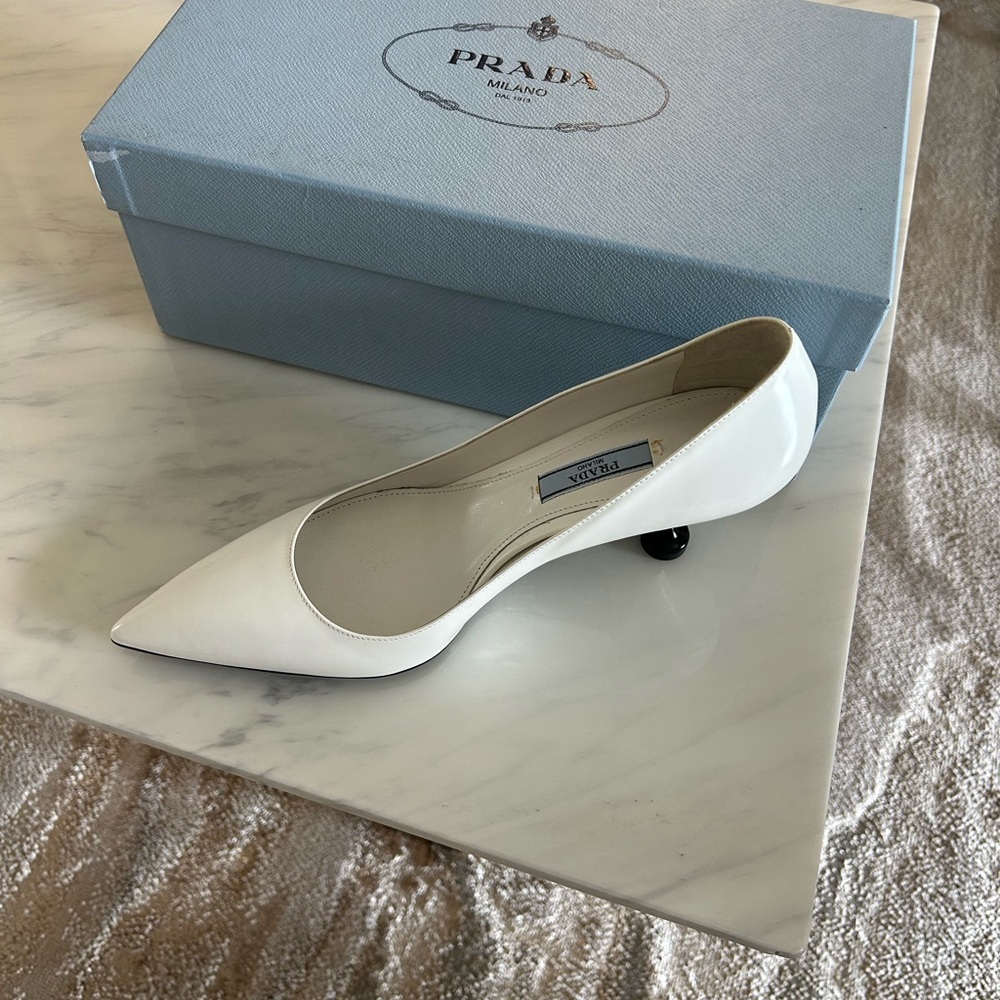 Prada White Pointed Toe Heels